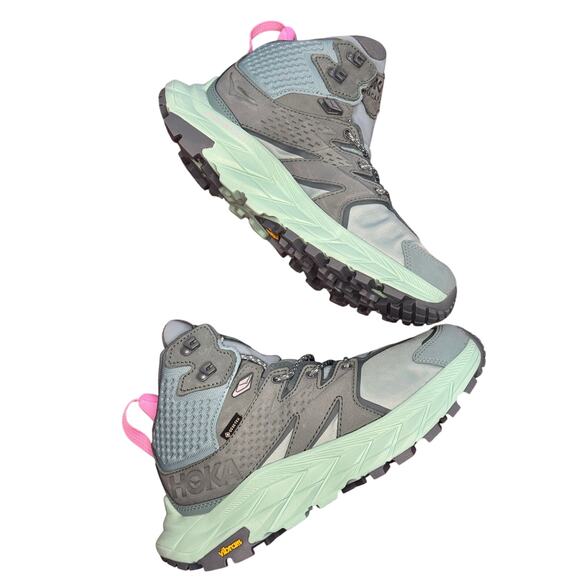 HOKA Anacapa Mid GTX Hiking Boots Shoes 8.5 B Trellis/Mist Green Vibram GoreTex - Picture 12 of 14
